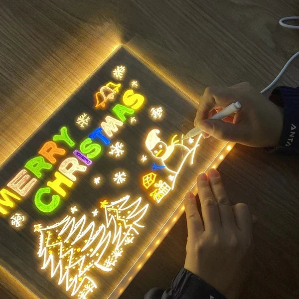 ✨Luminous Led Drawing Board🎨Includes 7 colour pens, bright display & reusable – Perfect for messages, reminders & creative fun 🖍️