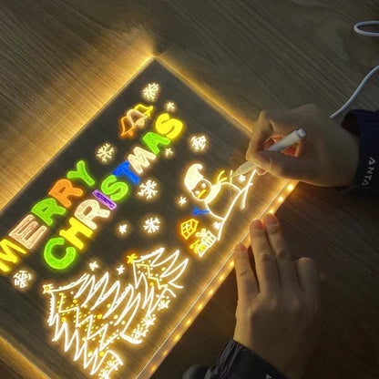 ✨Luminous Led Drawing Board🎨Includes 7 colour pens, bright display & reusable – Perfect for messages, reminders & creative fun 🖍️
