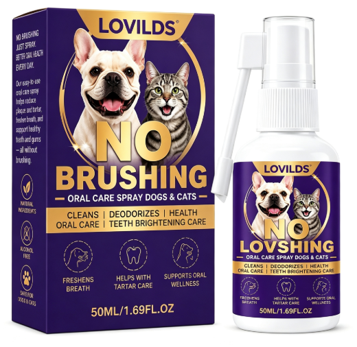 Pet oral care spray freshens breath and protects the mouth