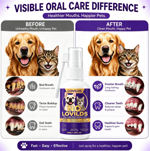 Pet oral care spray freshens breath and protects the mouth