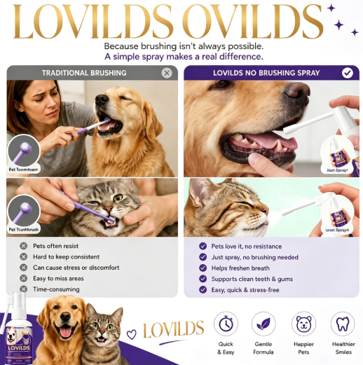 Pet oral care spray freshens breath and protects the mouth