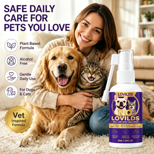 Pet oral care spray freshens breath and protects the mouth