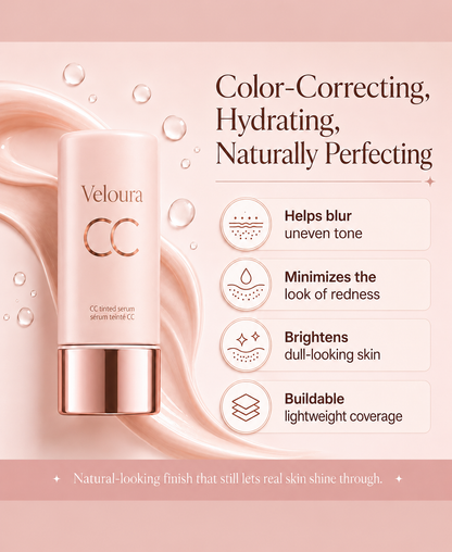 CC Color-Correcting Tinted Serum – Lightweight, Shade-Adaptive Coverage with 24H Hydration & 16H Waterproof Wear