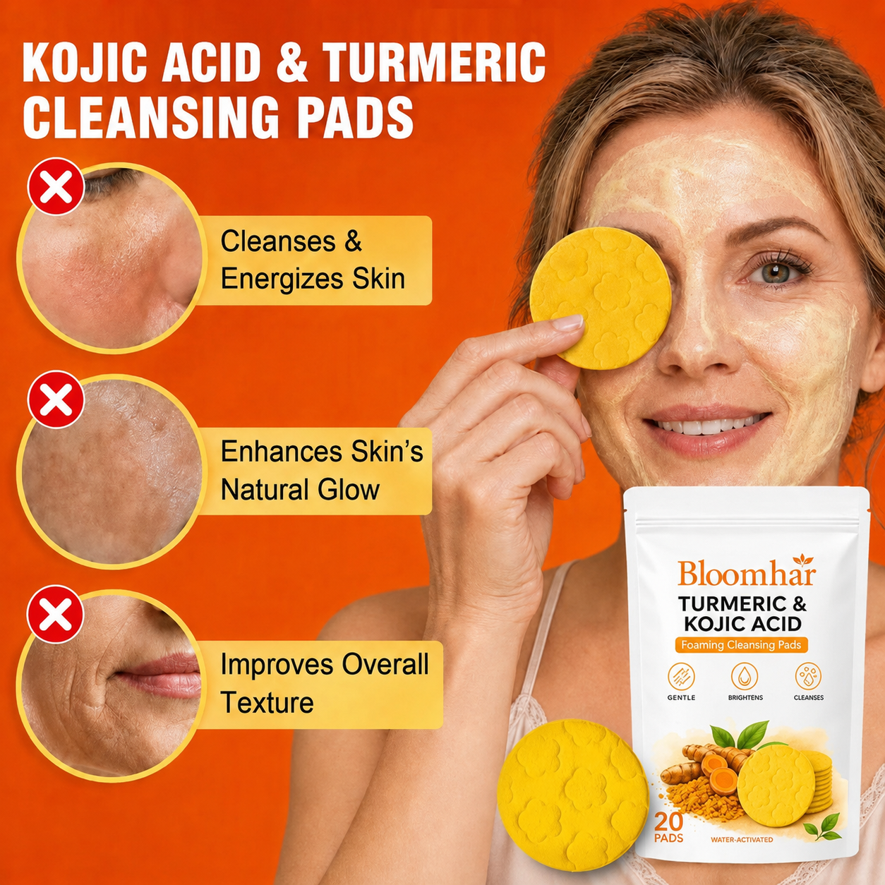 🔥Last Day 68% OFF-Bloomhar Turmeric Kojic Glow Pads