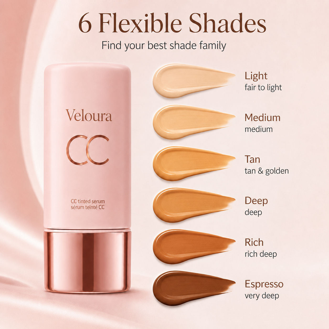 CC Color-Correcting Tinted Serum – Lightweight, Shade-Adaptive Coverage with 24H Hydration & 16H Waterproof Wear