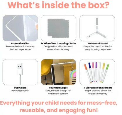 ✨Luminous Led Drawing Board🎨Includes 7 colour pens, bright display & reusable – Perfect for messages, reminders & creative fun 🖍️