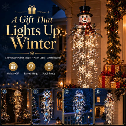 ✨ Crystal Cascade™ Christmas Hanging Porch Light – Overhead LED Crystal Waterfall 💎
