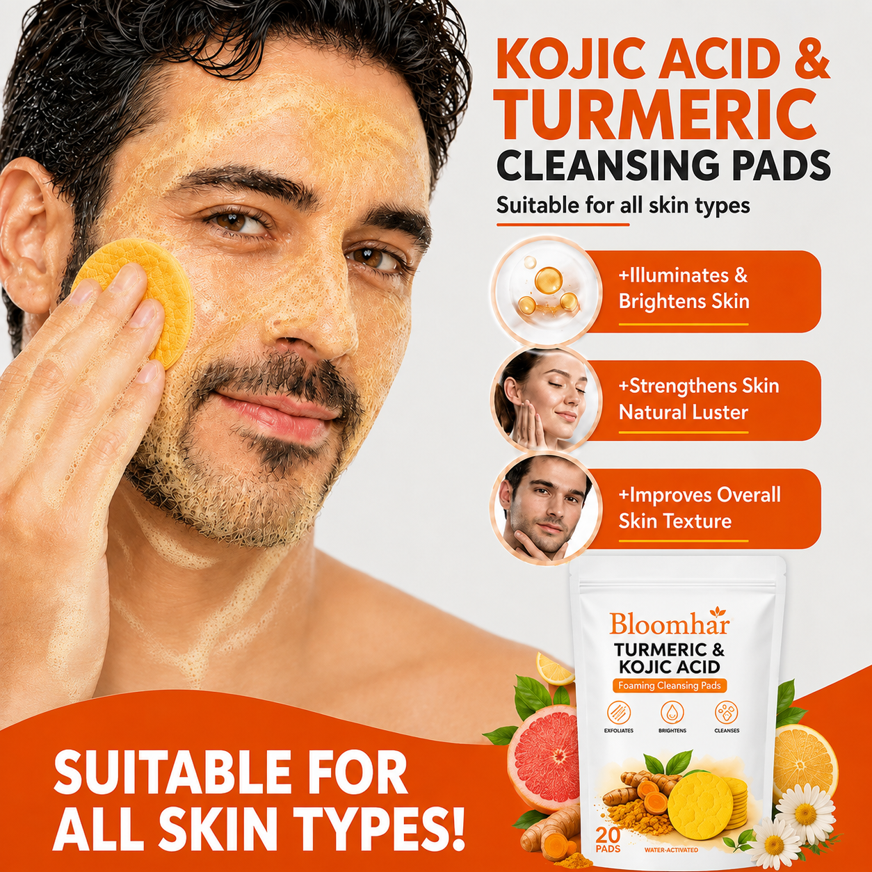 🔥Last Day 68% OFF-Bloomhar Turmeric Kojic Glow Pads