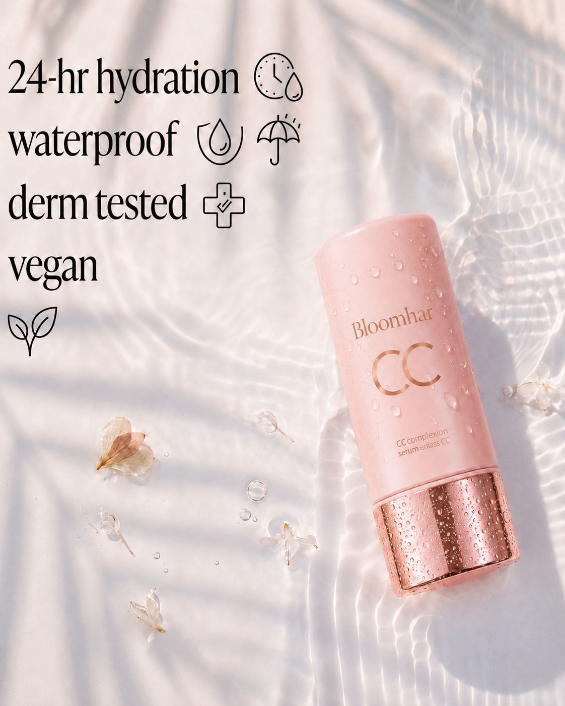 CC Color-Correcting Tinted Serum – Lightweight, Shade-Adaptive Coverage with 24H Hydration & 16H Waterproof Wear