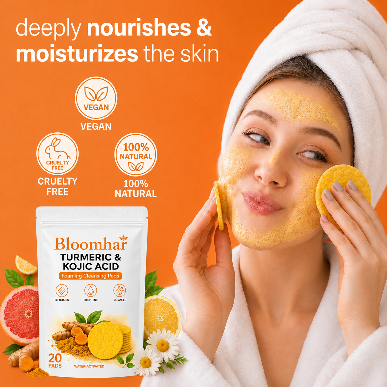 🔥Last Day 68% OFF-Bloomhar Turmeric Kojic Glow Pads