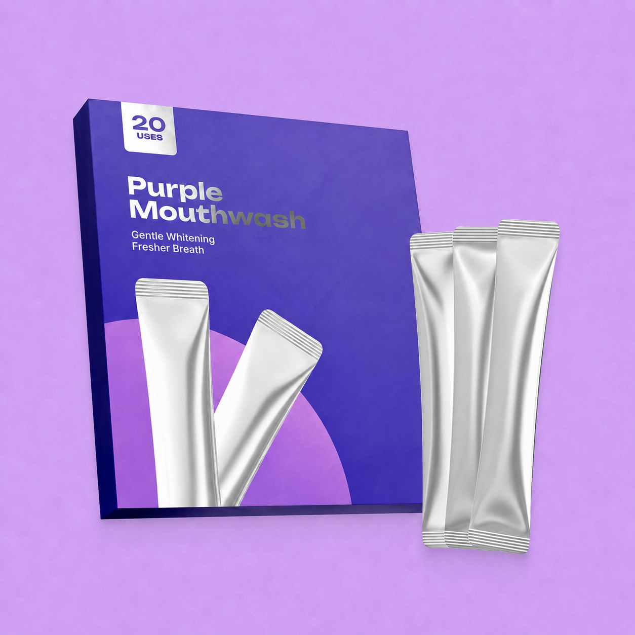 Purple Mouthwash - Sachets 20 Pack - Peroxide-Free - Alcohol Free - Vegan Mint