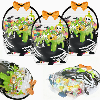 👻🔥🎃Halloween Transparent Pumpkin Favor Bags✨Perfect for Party, Trick-or-Treat, Classroom Gifts