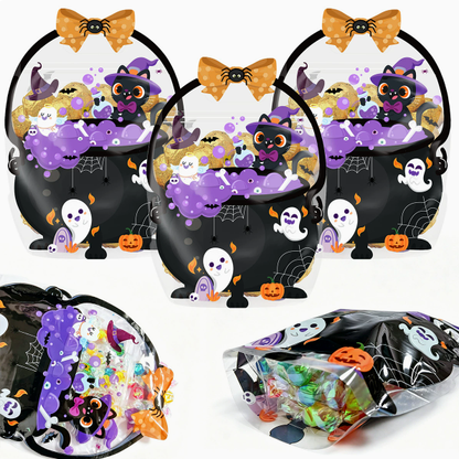 👻🔥🎃Halloween Transparent Pumpkin Favor Bags✨Perfect for Party, Trick-or-Treat, Classroom Gifts