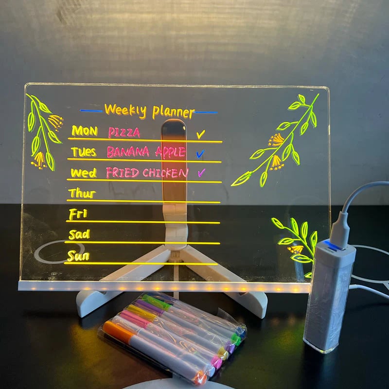 ✨Luminous Led Drawing Board🎨Includes 7 colour pens, bright display & reusable – Perfect for messages, reminders & creative fun 🖍️