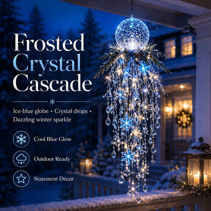✨ Crystal Cascade™ Christmas Hanging Porch Light – Overhead LED Crystal Waterfall 💎