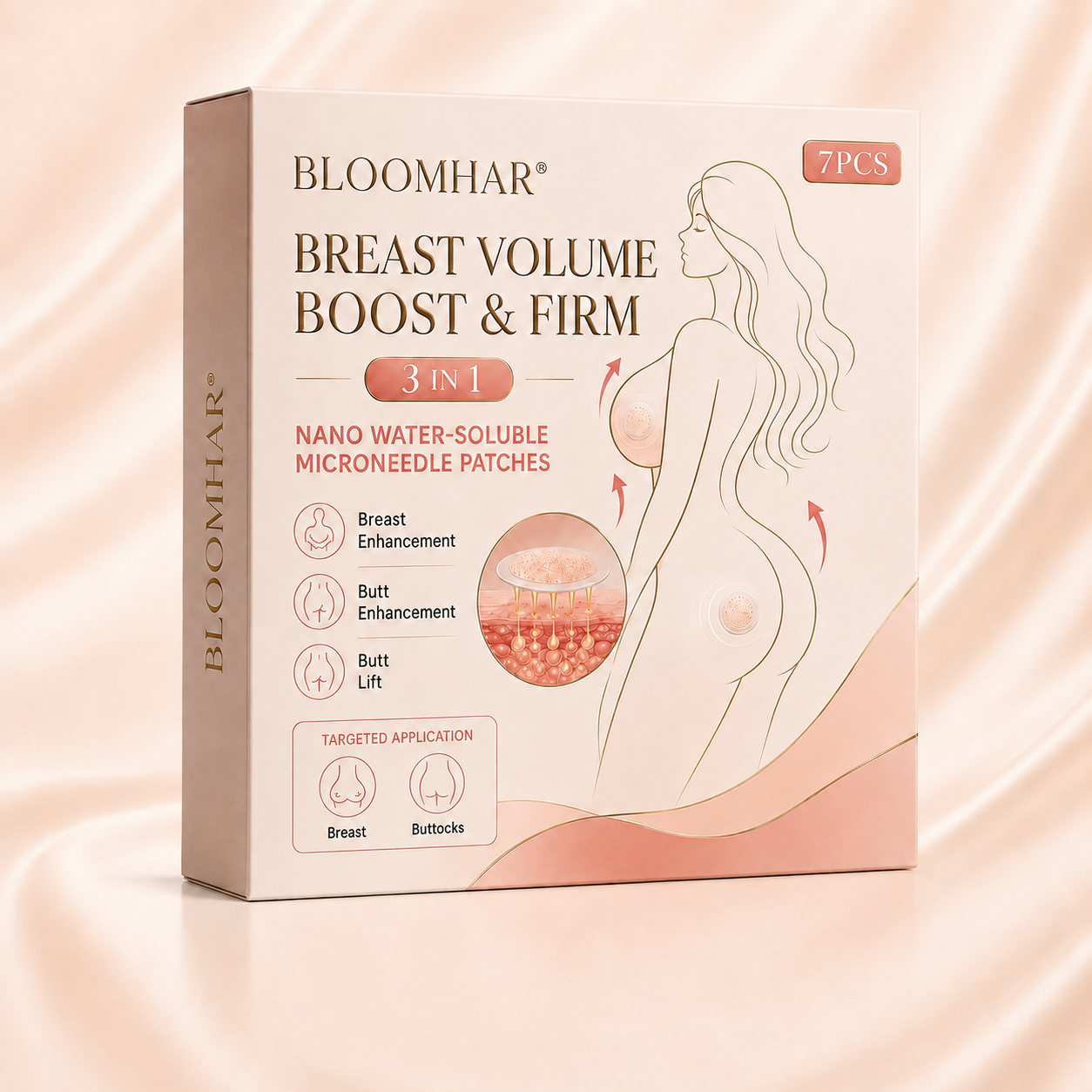 BLOOMHAR® 3-in-1 Nano Microneedle Patch | Breast Volume • Butt Lift • Firming Support