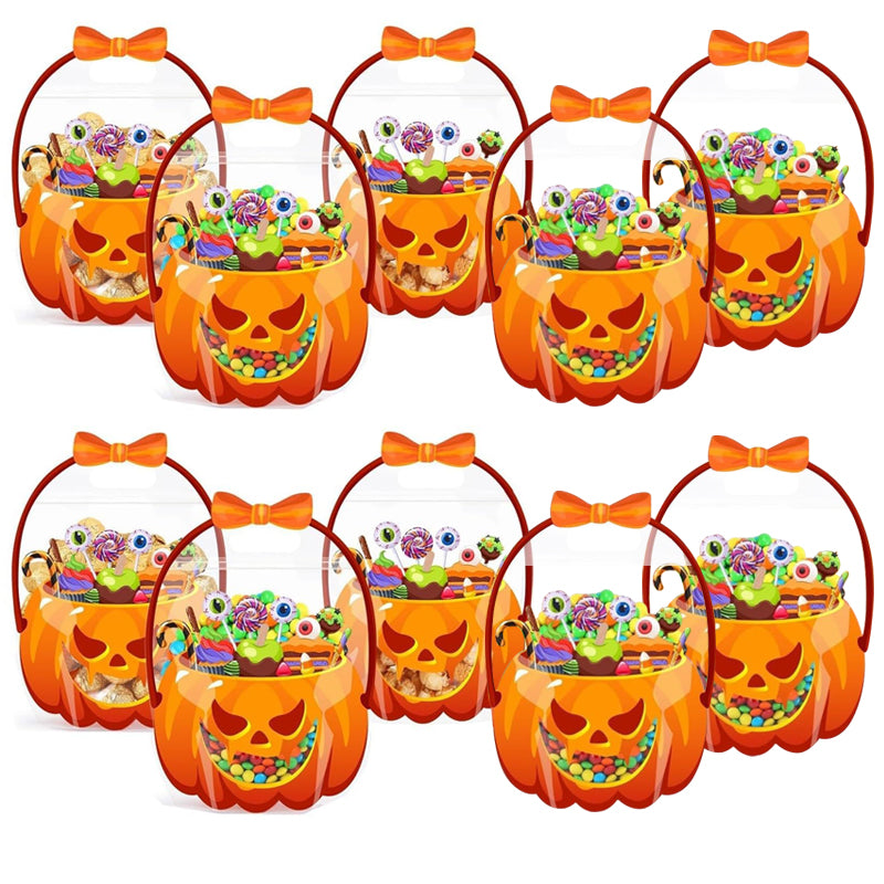 👻🔥🎃Halloween Transparent Pumpkin Favor Bags✨Perfect for Party, Trick-or-Treat, Classroom Gifts