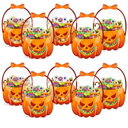👻🔥🎃Halloween Transparent Pumpkin Favor Bags✨Perfect for Party, Trick-or-Treat, Classroom Gifts