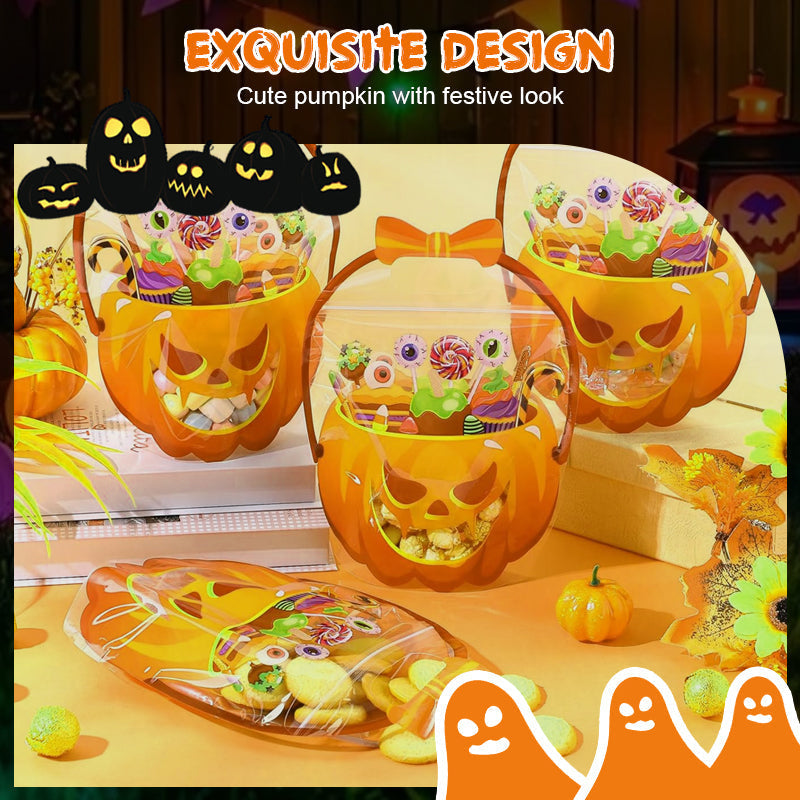 👻🔥🎃Halloween Transparent Pumpkin Favor Bags✨Perfect for Party, Trick-or-Treat, Classroom Gifts