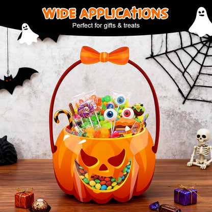 👻🔥🎃Halloween Transparent Pumpkin Favor Bags✨Perfect for Party, Trick-or-Treat, Classroom Gifts